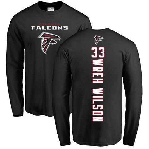 Atlanta Falcons Men Black Blidi Wreh-Wilson Backer NFL Football #33 Long Sleeve T Shirt->atlanta falcons->NFL Jersey
